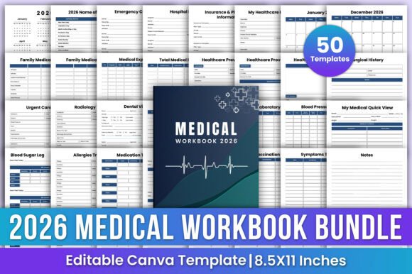 2026 Medical Workbook Bundle Canva Kdp