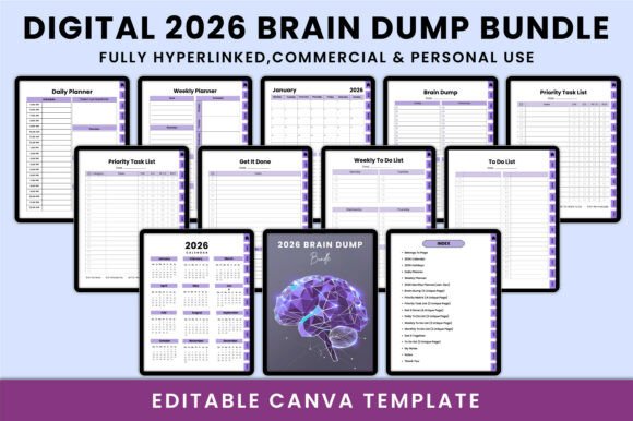 Digital 2026 Brain Dump Bundle KDP