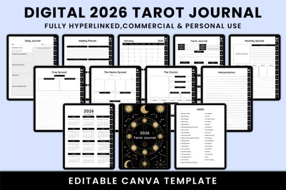 Digital 2026 Tarot Journal for KDP